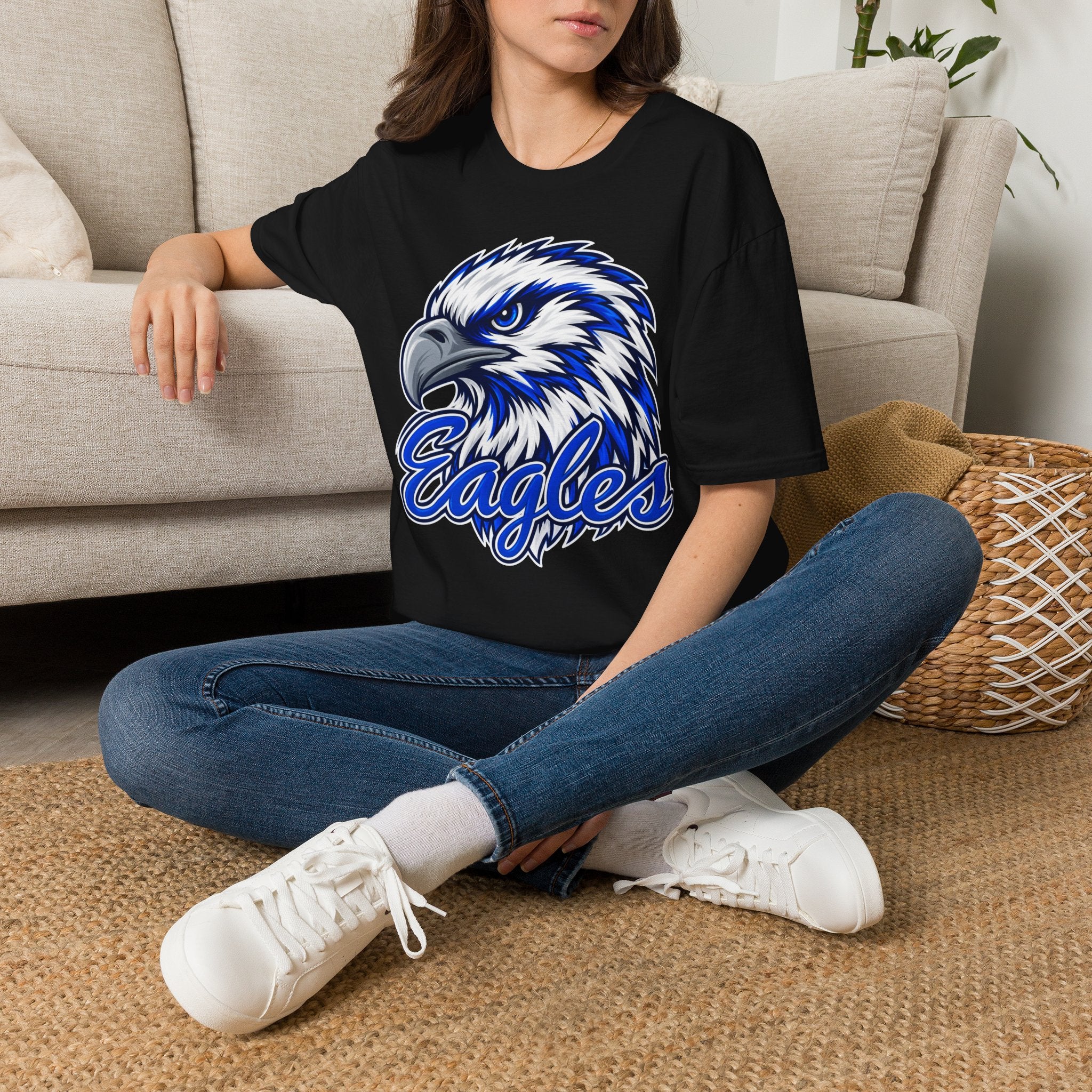 Eagles Graphic T-Shirt — Fierce Blue Eagle Head School Spirit Tee