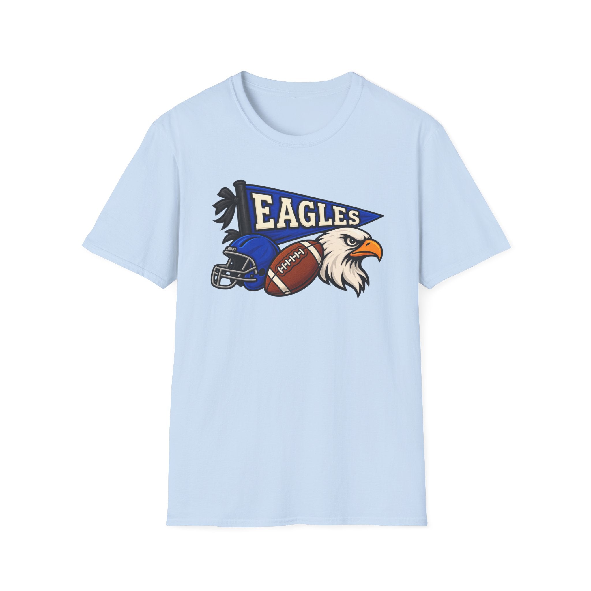Eagles Football T-Shirt — Helmet, Football & Eagle Pennant Design
