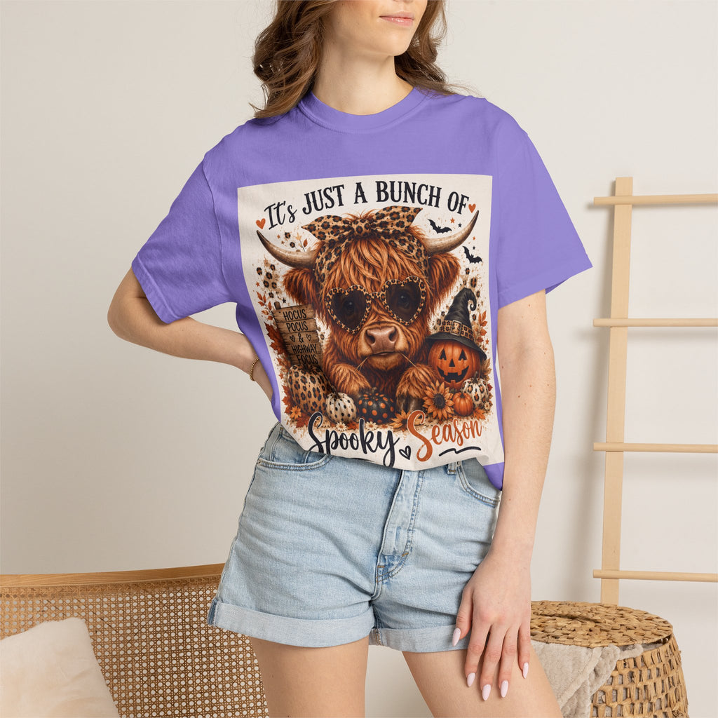 Spooky Season Highland Cow T-Shirt — "It's Just a Bunch of Spooky Season" Halloween Tee