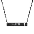 Cutout Cross Bar Necklace — "FAITH" Engraved Religious Pendant