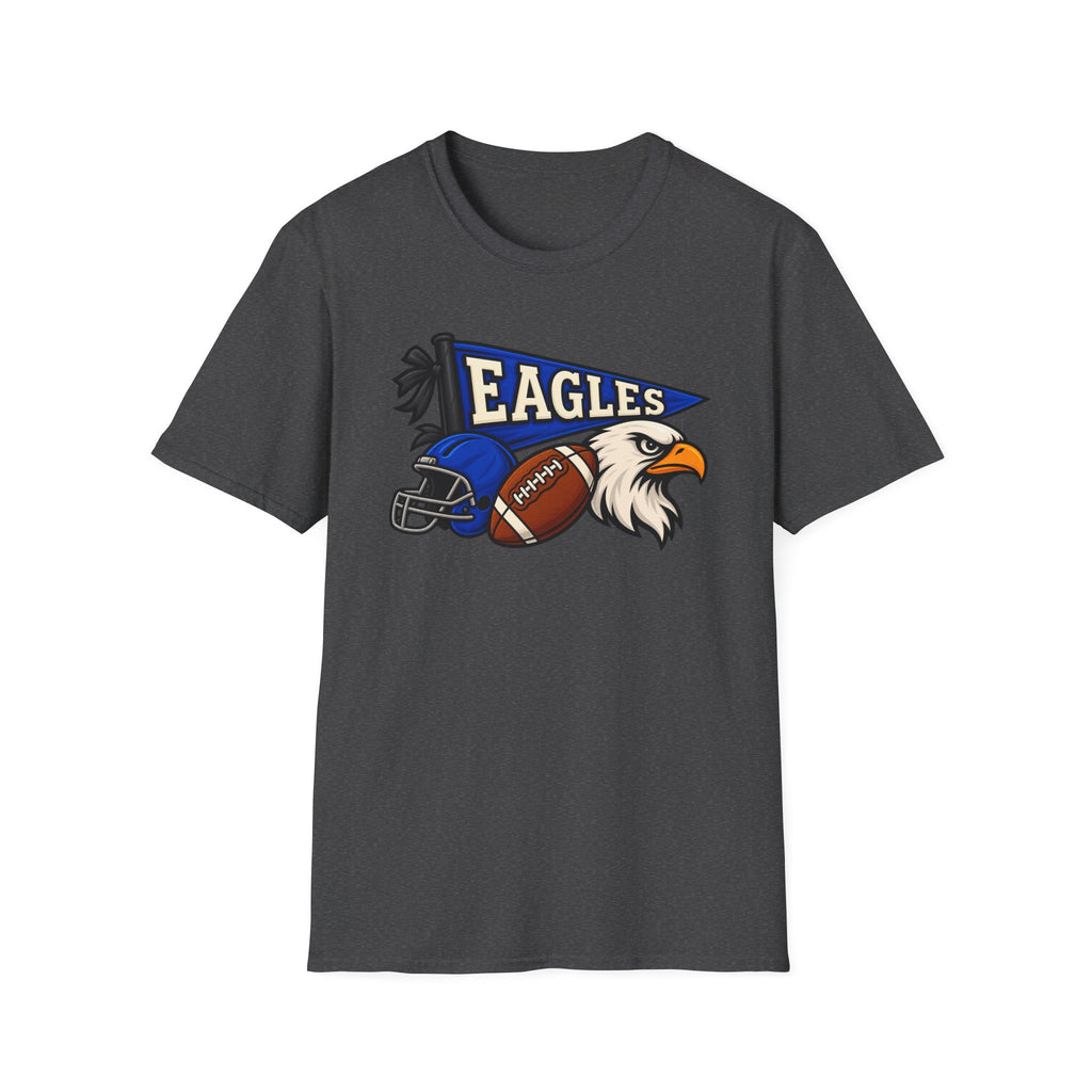 Eagles Football T-Shirt — Helmet, Football & Eagle Pennant Design