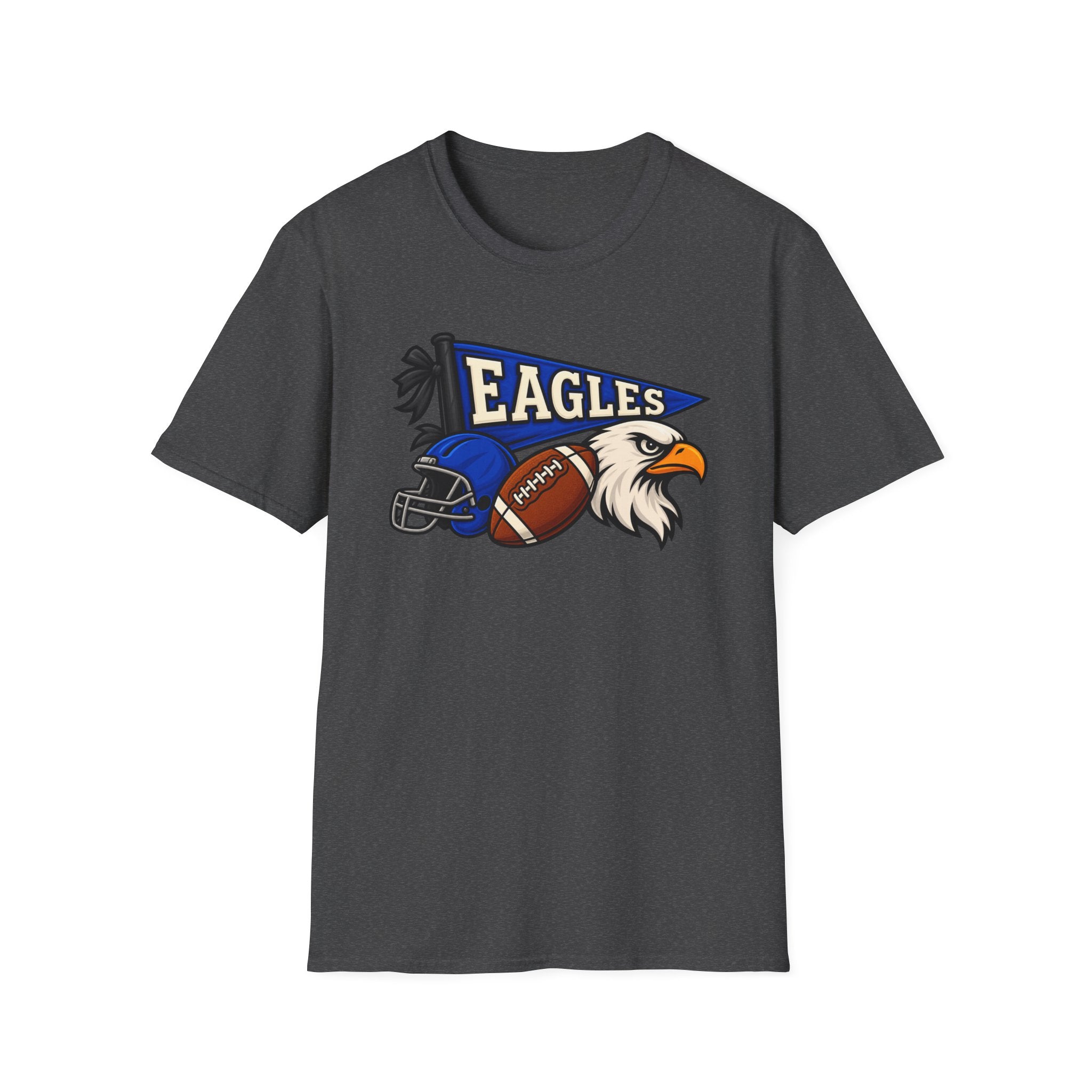 Eagles Football T-Shirt — Helmet, Football & Eagle Pennant Design