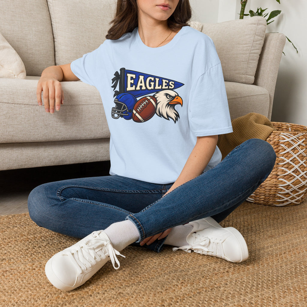 Eagles Football T-Shirt — Helmet, Football & Eagle Pennant Design