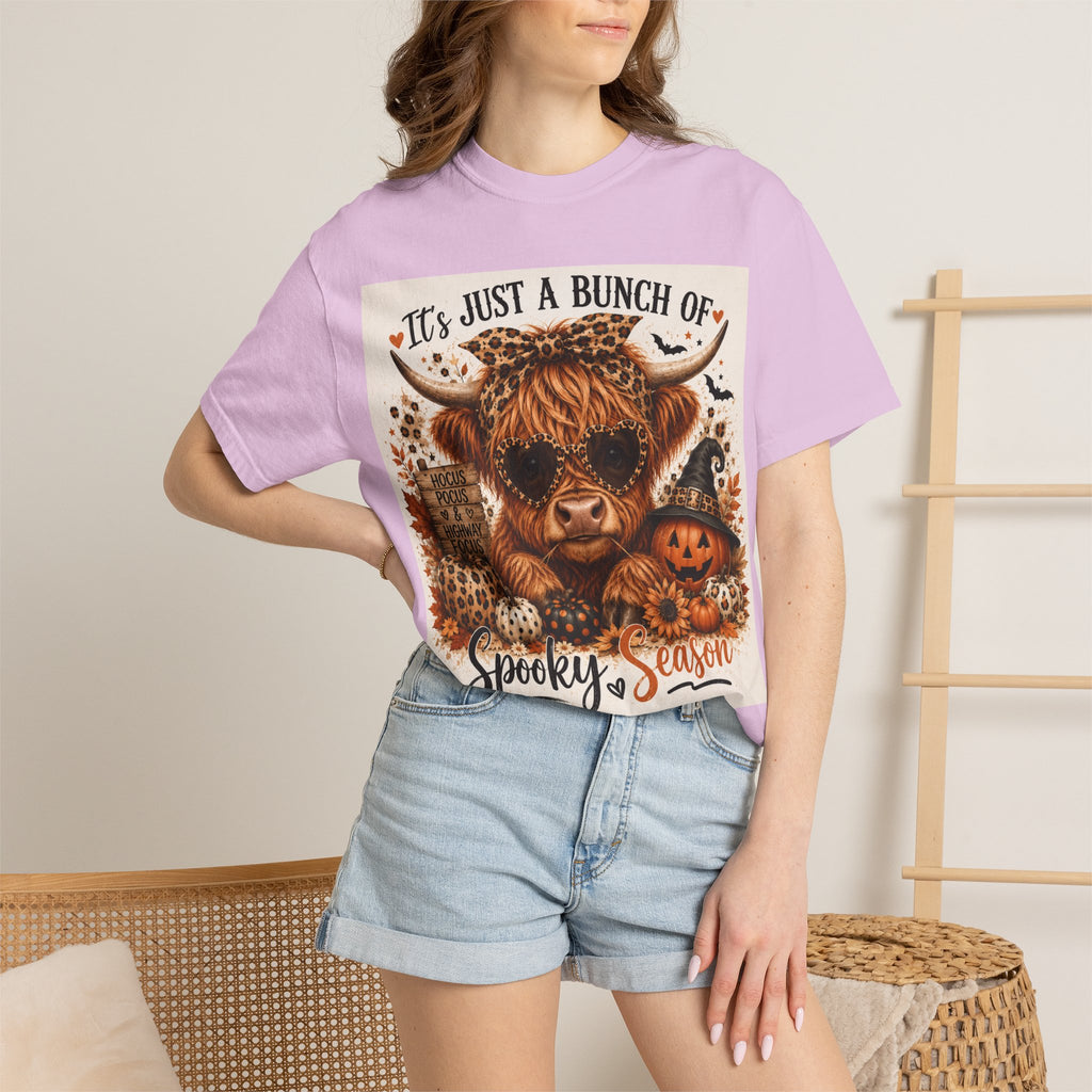 Spooky Season Highland Cow T-Shirt — "It's Just a Bunch of Spooky Season" Halloween Tee