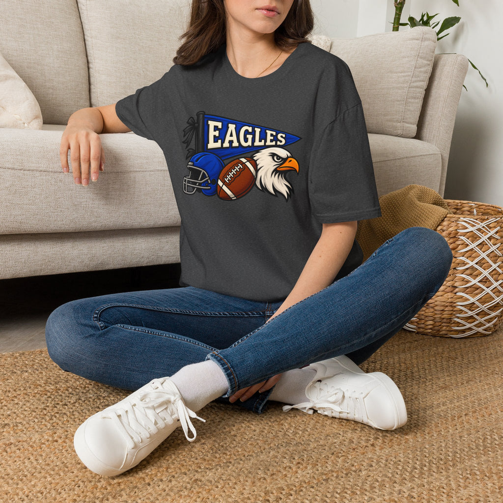 Eagles Football T-Shirt — Helmet, Football & Eagle Pennant Design