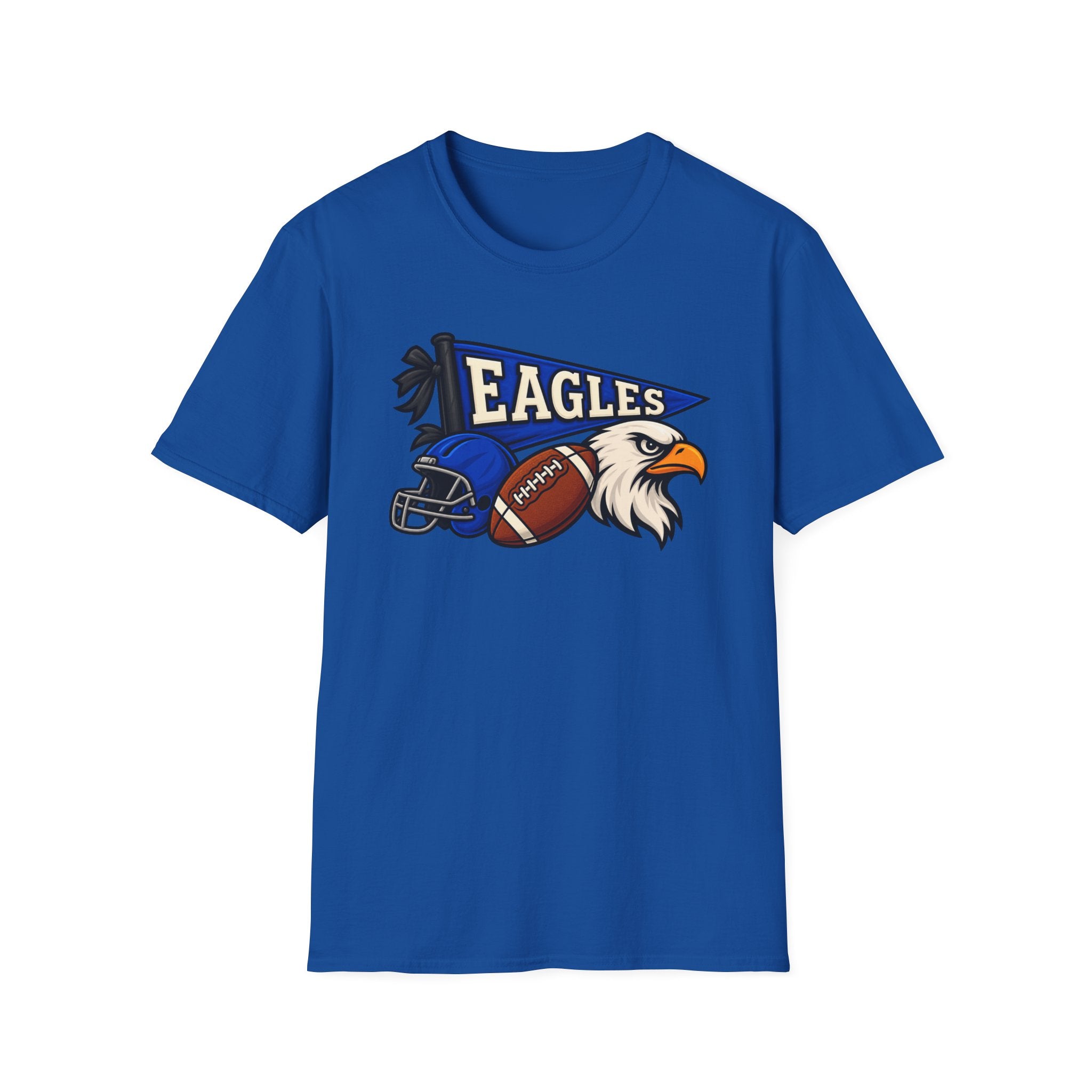 Eagles Football T-Shirt — Helmet, Football & Eagle Pennant Design