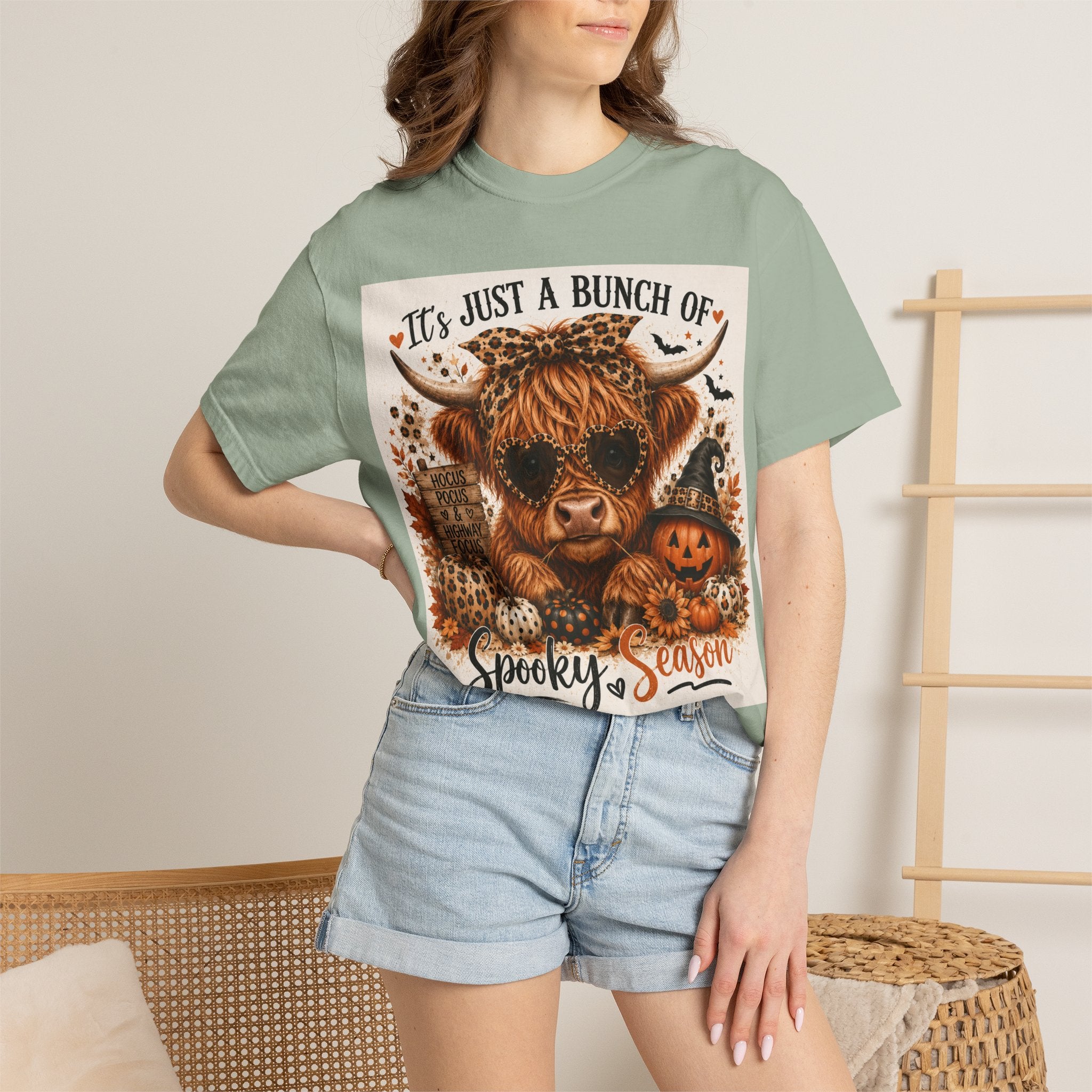 Spooky Season Highland Cow T-Shirt — "It's Just a Bunch of Spooky Season" Halloween Tee