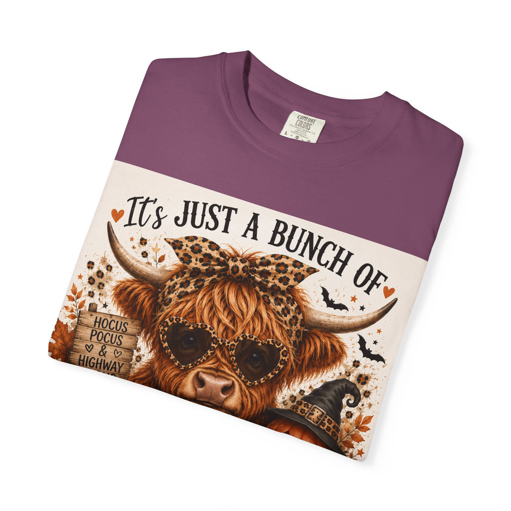 Spooky Season Highland Cow T-Shirt — "It's Just a Bunch of Spooky Season" Halloween Tee