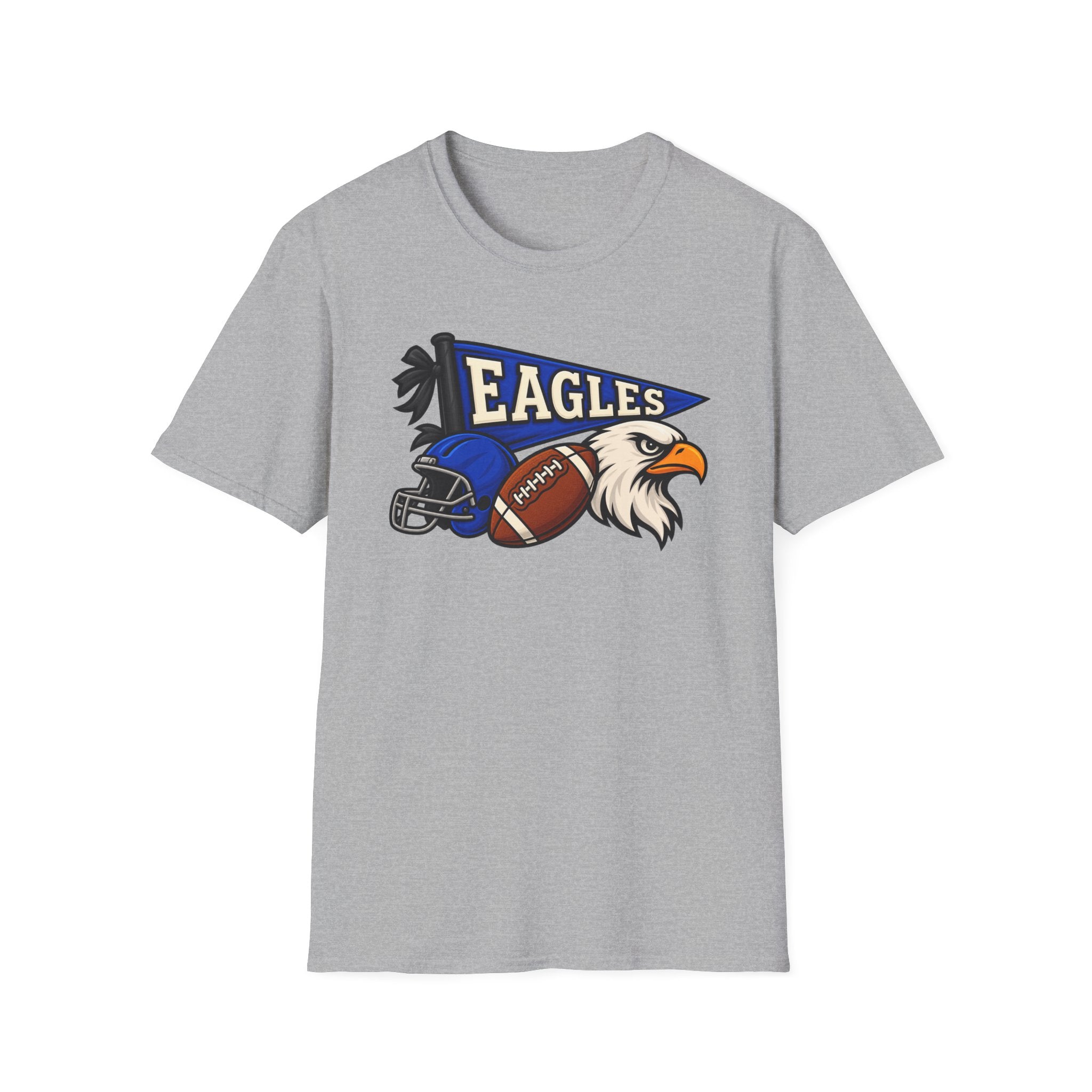 Eagles Football T-Shirt — Helmet, Football & Eagle Pennant Design