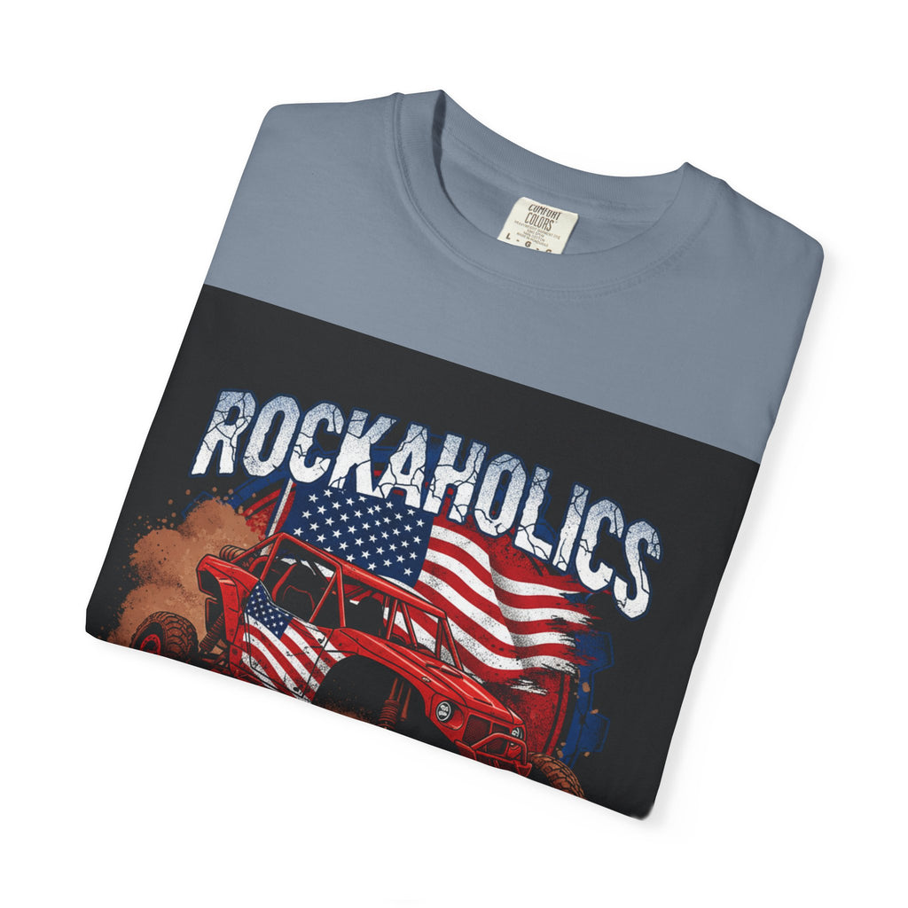 Rockaholics Off-Road Truck T-Shirt — American Flag Mudder Tee