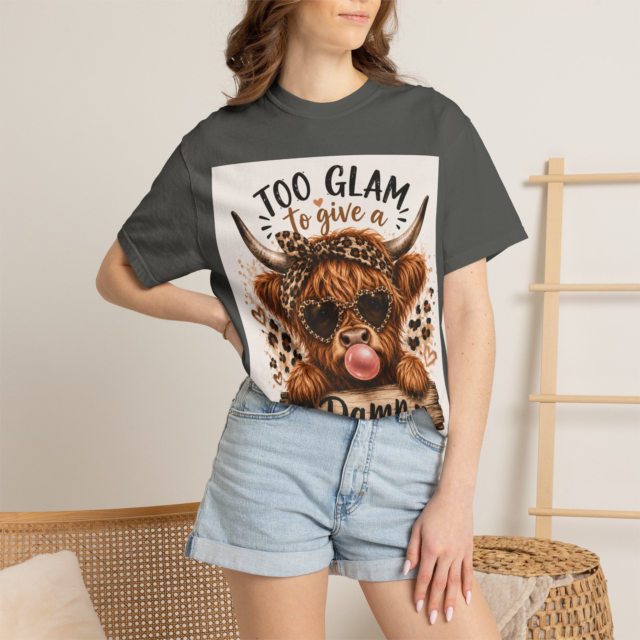 Too Glam to Give a Damn Cow Graphic T-Shirt