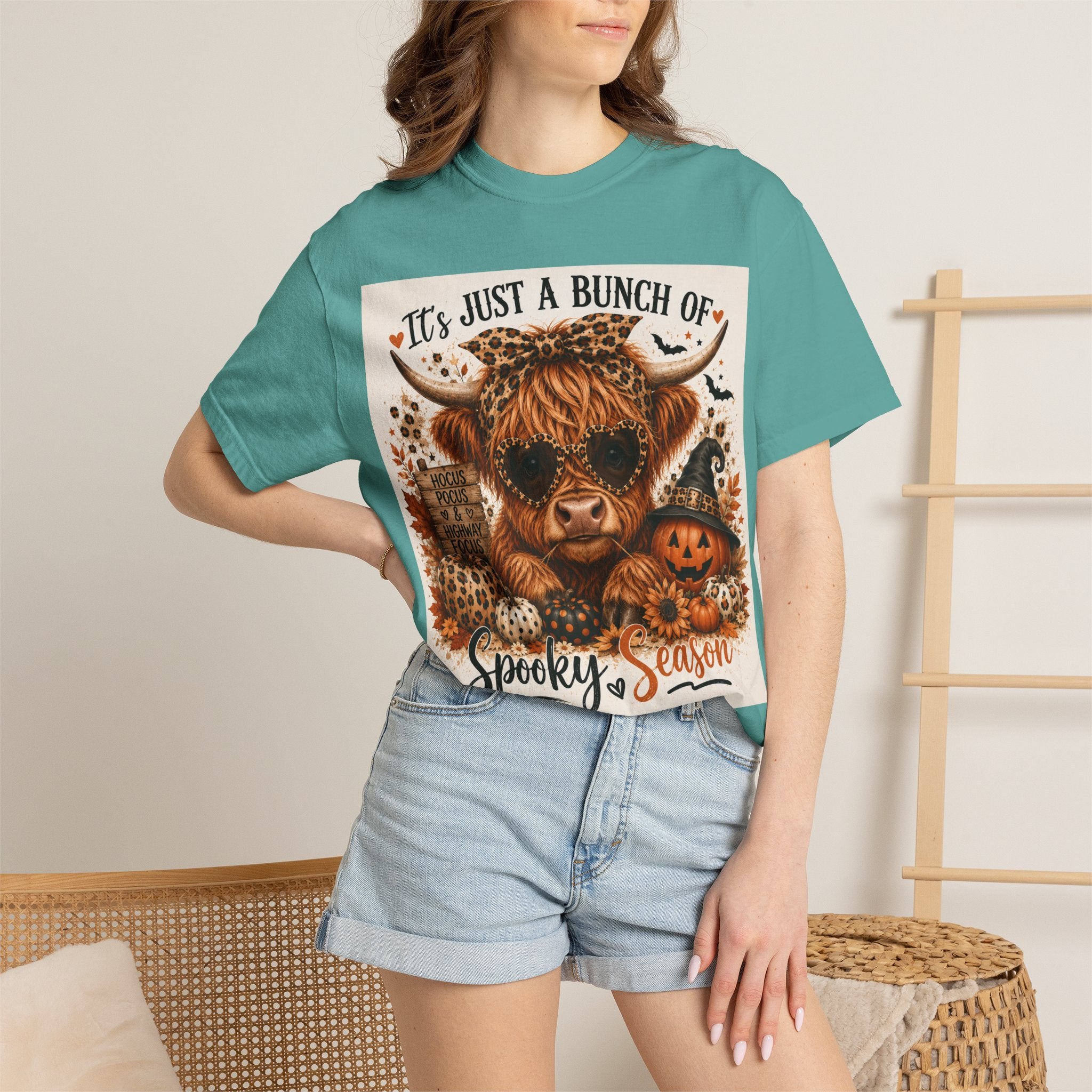 Spooky Season Highland Cow T-Shirt — "It's Just a Bunch of Spooky Season" Halloween Tee