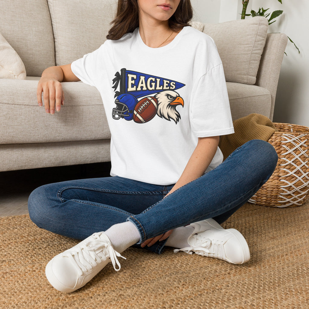 Eagles Football T-Shirt — Helmet, Football & Eagle Pennant Design