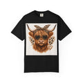 Highland Cow Graphic T-Shirt — Leopard Bandana & Heart Design
