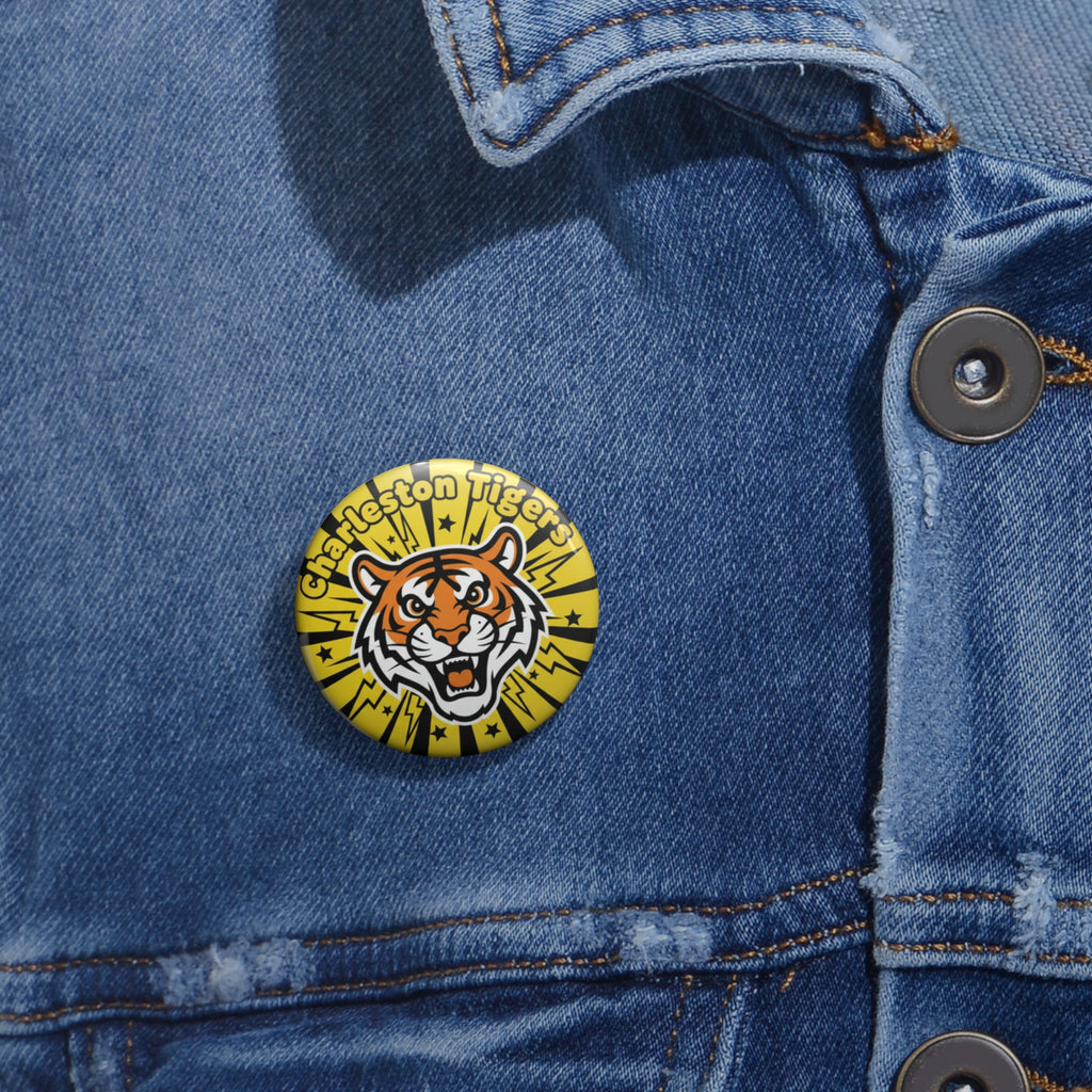 Tiger Mascot Pin Button — Charleston Tigers School Spirit Round Button
