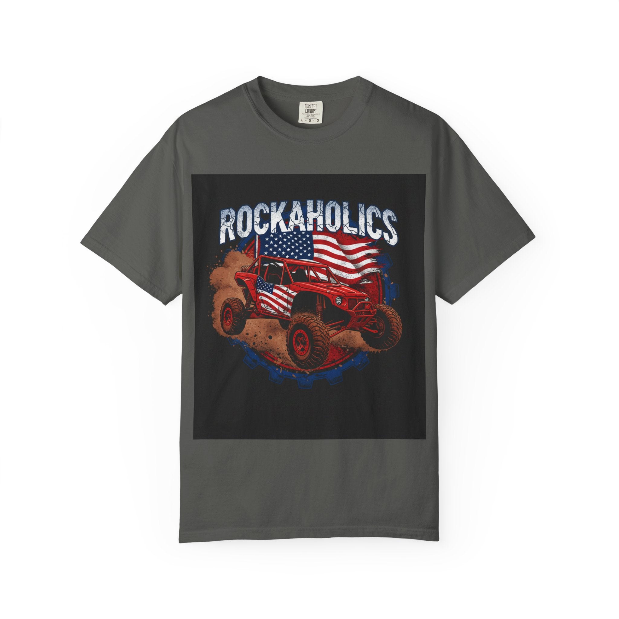 Rockaholics Off-Road Truck T-Shirt — American Flag Mudder Tee