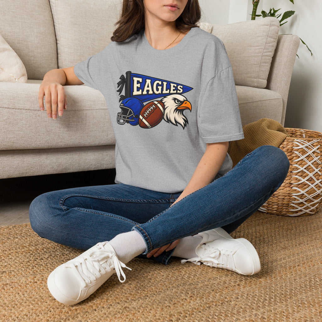 Eagles Football T-Shirt — Helmet, Football & Eagle Pennant Design