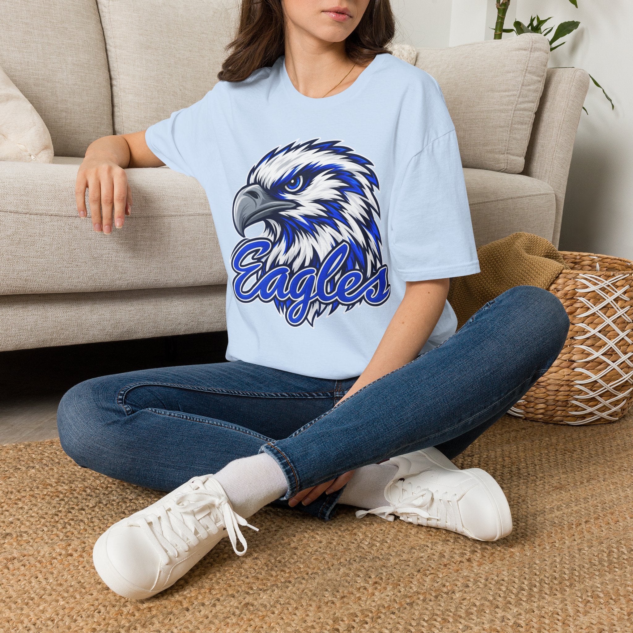 Eagles Graphic T-Shirt — Fierce Blue Eagle Head School Spirit Tee