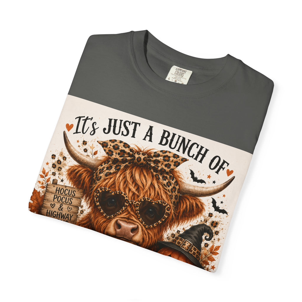 Spooky Season Highland Cow T-Shirt — "It's Just a Bunch of Spooky Season" Halloween Tee