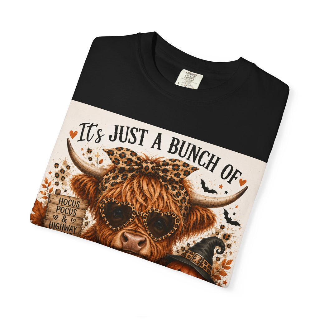 Spooky Season Highland Cow T-Shirt — "It's Just a Bunch of Spooky Season" Halloween Tee