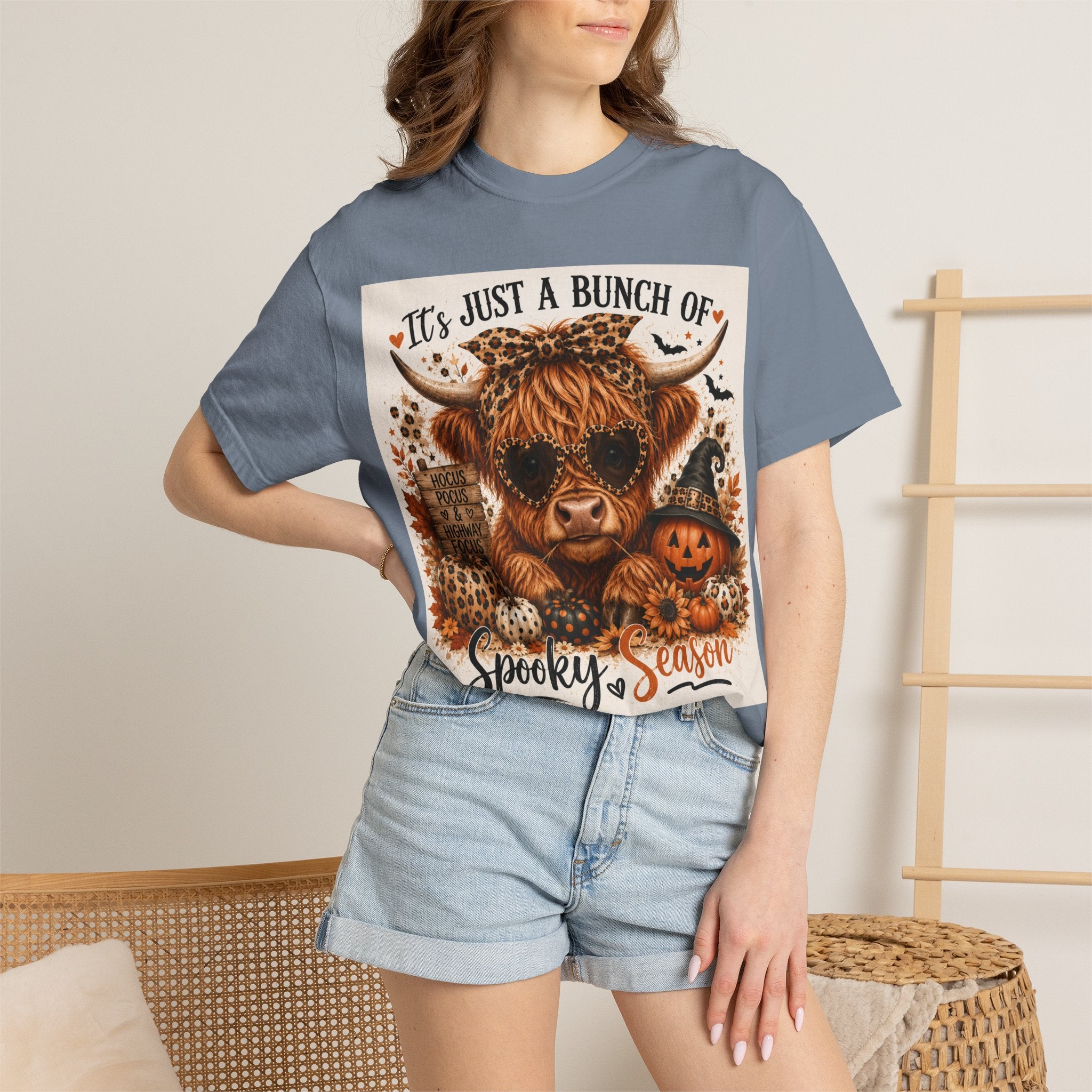 Spooky Season Highland Cow T-Shirt — "It's Just a Bunch of Spooky Season" Halloween Tee
