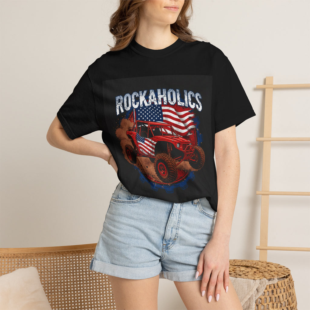 Rockaholics Off-Road Truck T-Shirt — American Flag Mudder Tee