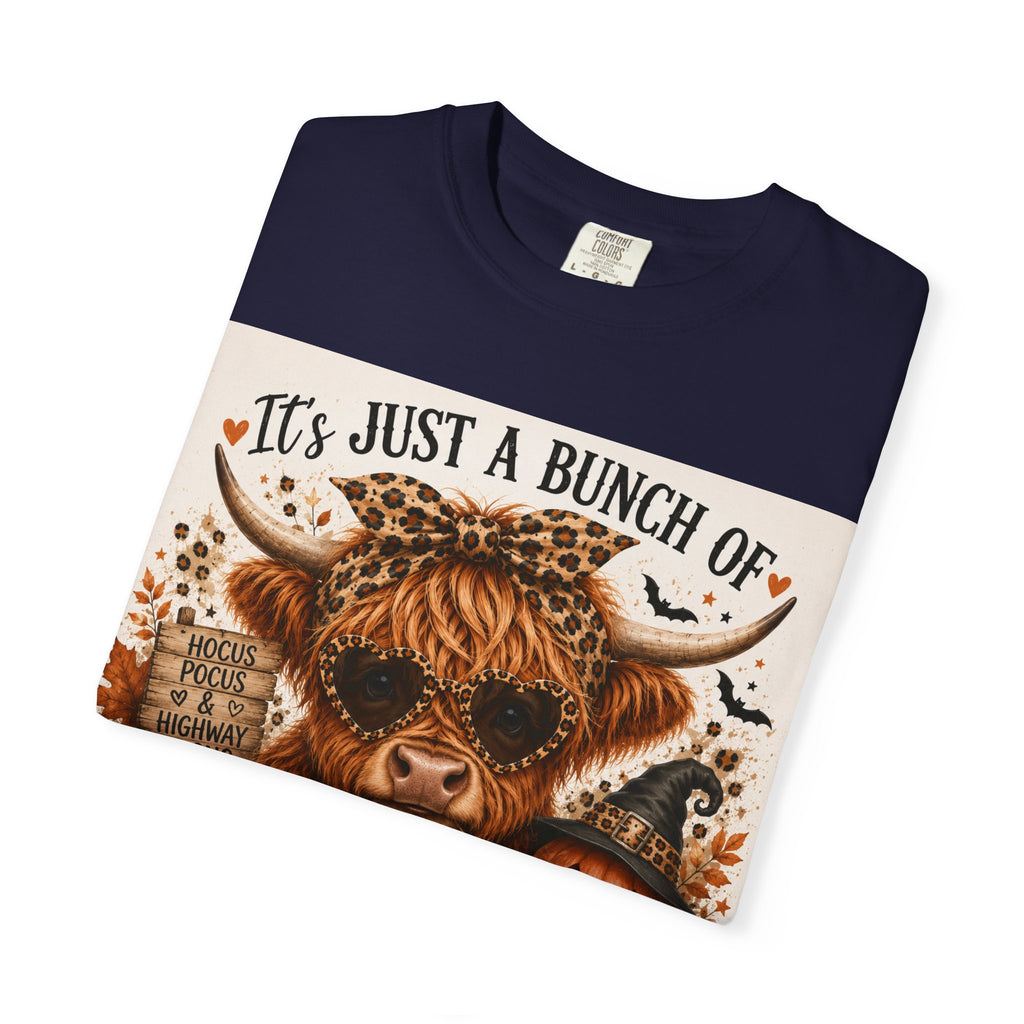 Spooky Season Highland Cow T-Shirt — "It's Just a Bunch of Spooky Season" Halloween Tee