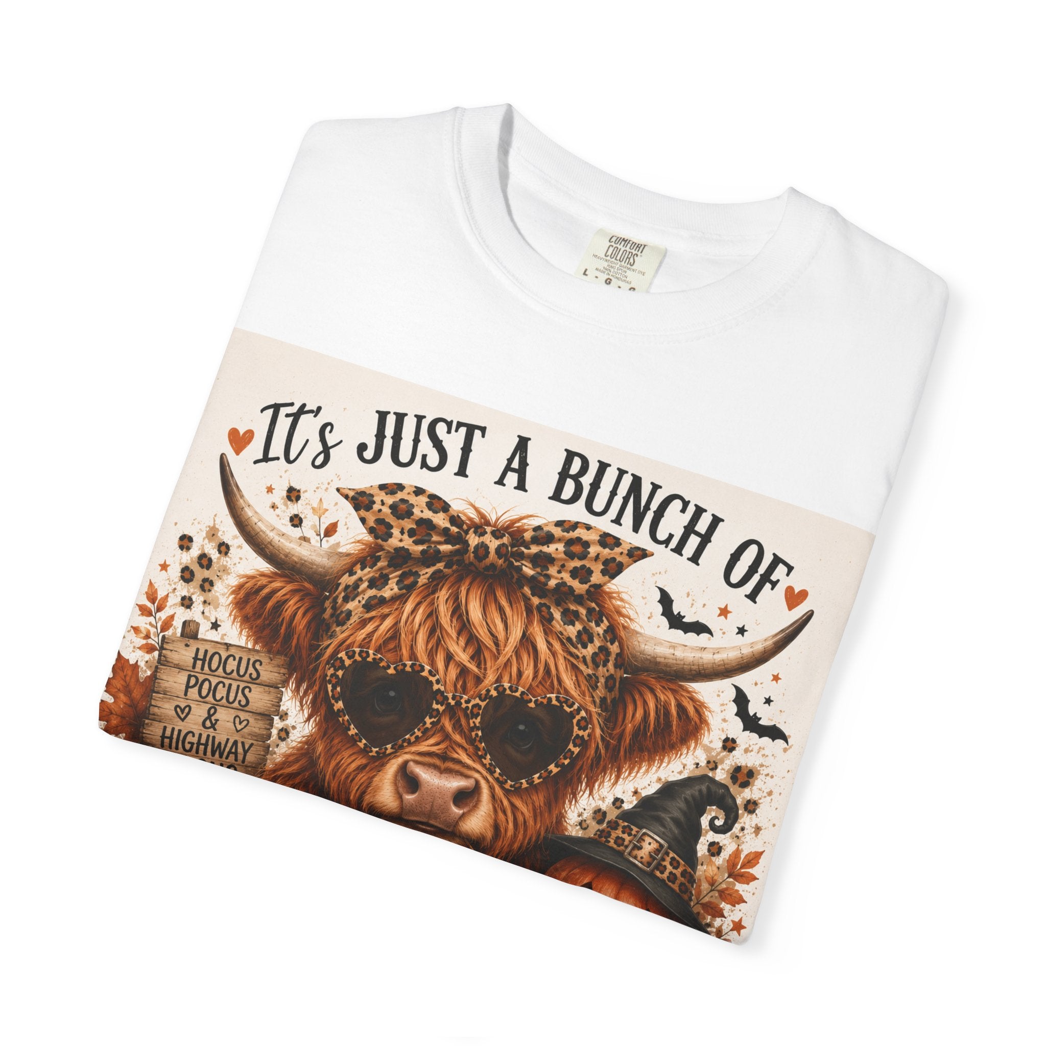 Spooky Season Highland Cow T-Shirt — "It's Just a Bunch of Spooky Season" Halloween Tee