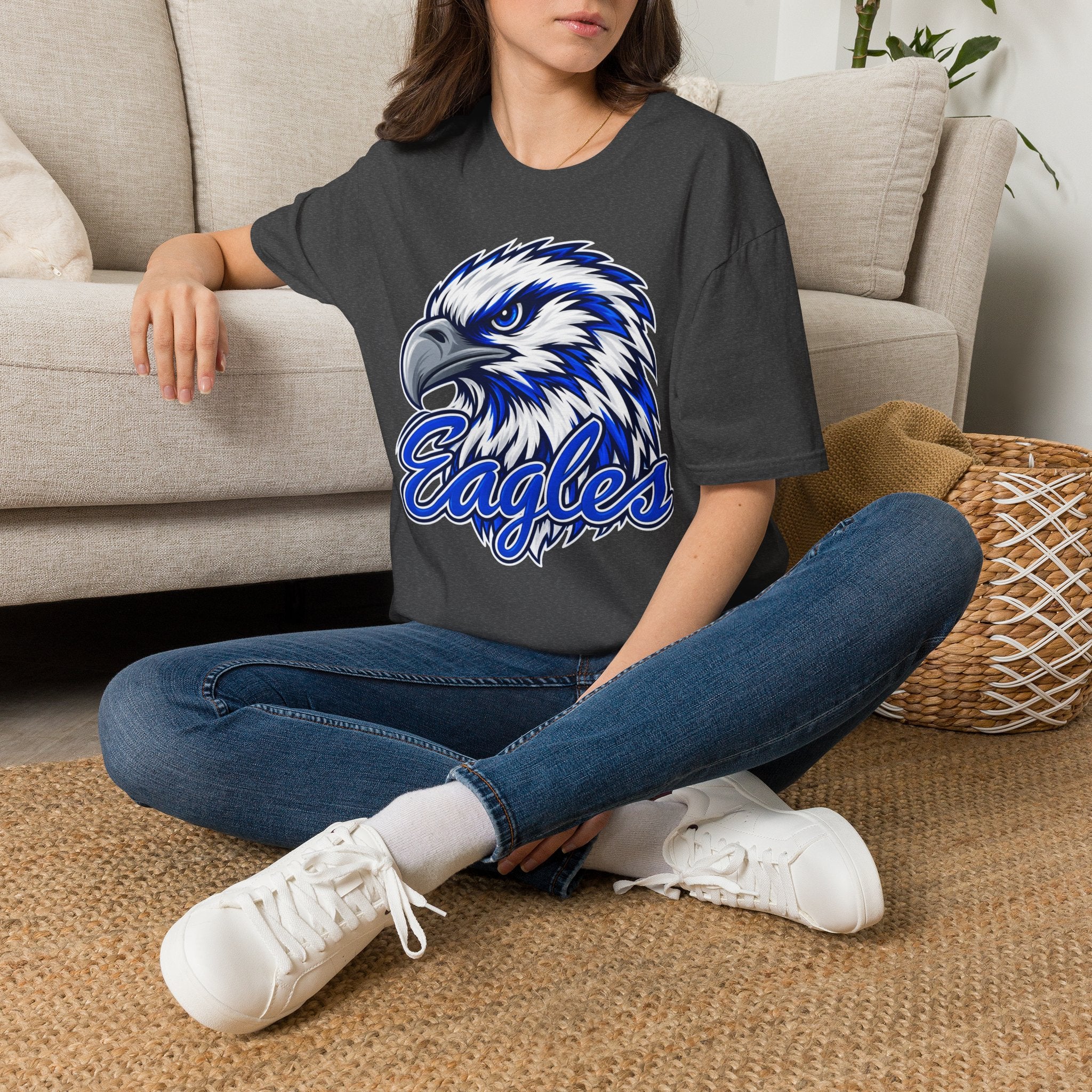 Eagles Graphic T-Shirt — Fierce Blue Eagle Head School Spirit Tee