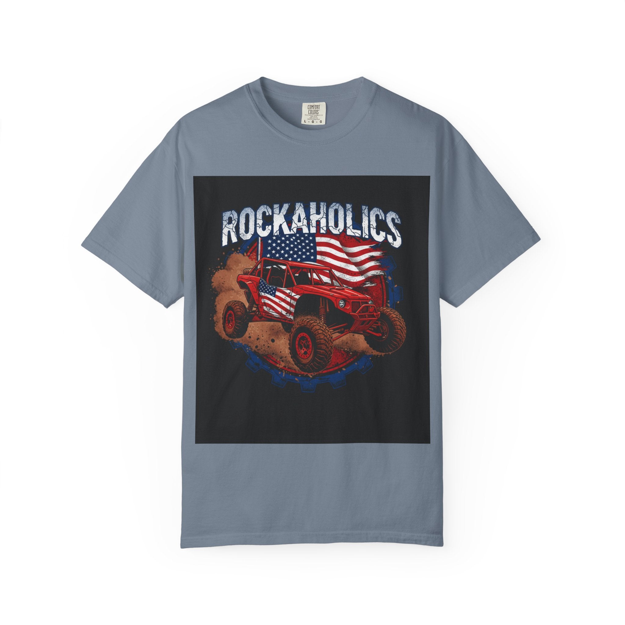 Rockaholics Off-Road Truck T-Shirt — American Flag Mudder Tee