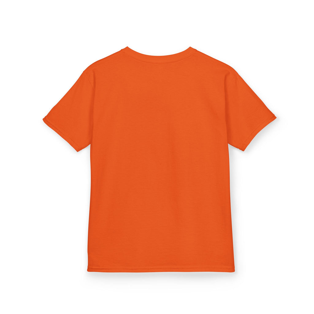 Kids Halloween Tee — "Too Cute to Spook" Black Cat Pumpkin Shirt