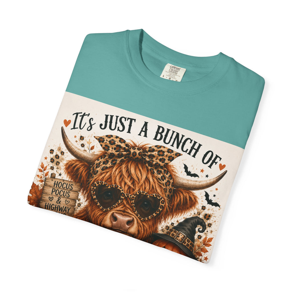 Spooky Season Highland Cow T-Shirt — "It's Just a Bunch of Spooky Season" Halloween Tee