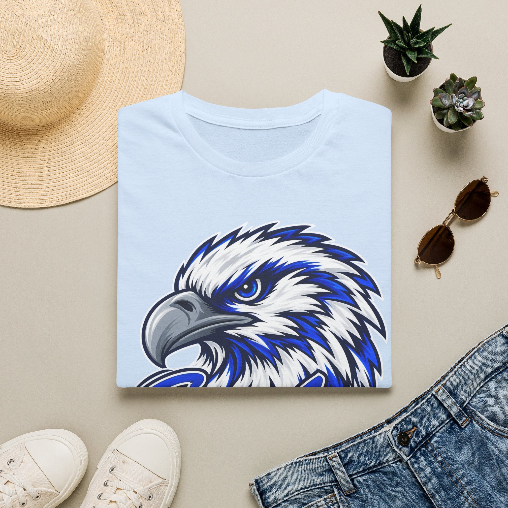 Eagles Graphic T-Shirt — Fierce Blue Eagle Head School Spirit Tee