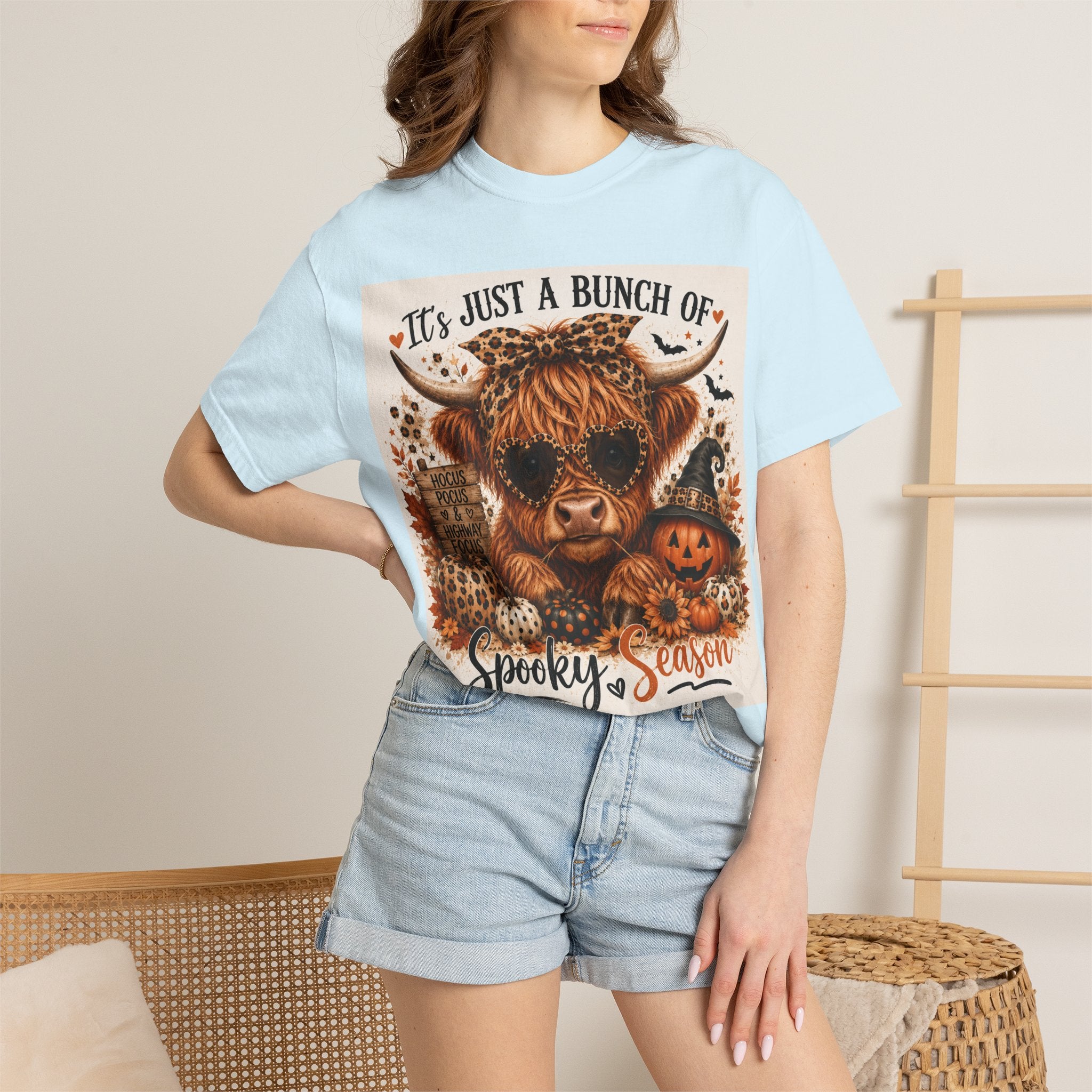 Spooky Season Highland Cow T-Shirt — "It's Just a Bunch of Spooky Season" Halloween Tee