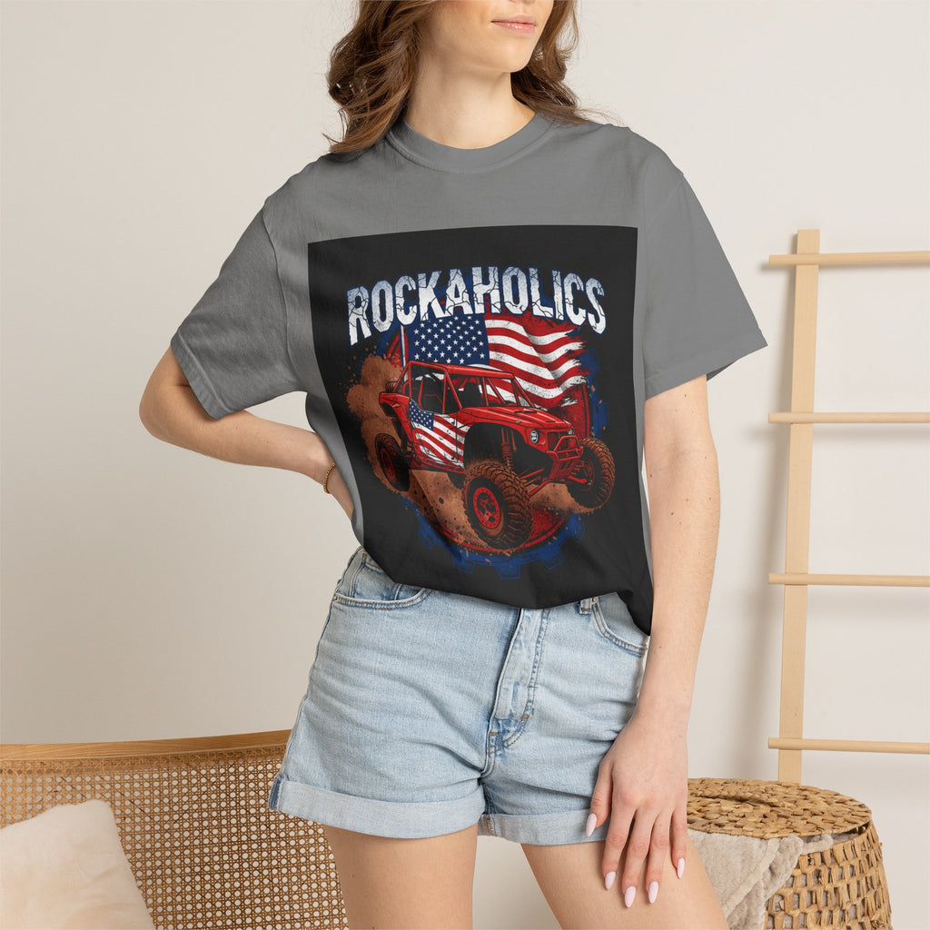 Rockaholics Off-Road Truck T-Shirt — American Flag Mudder Tee