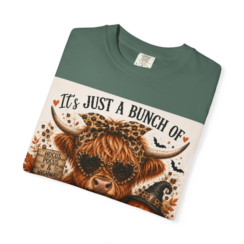 Spooky Season Highland Cow T-Shirt — "It's Just a Bunch of Spooky Season" Halloween Tee