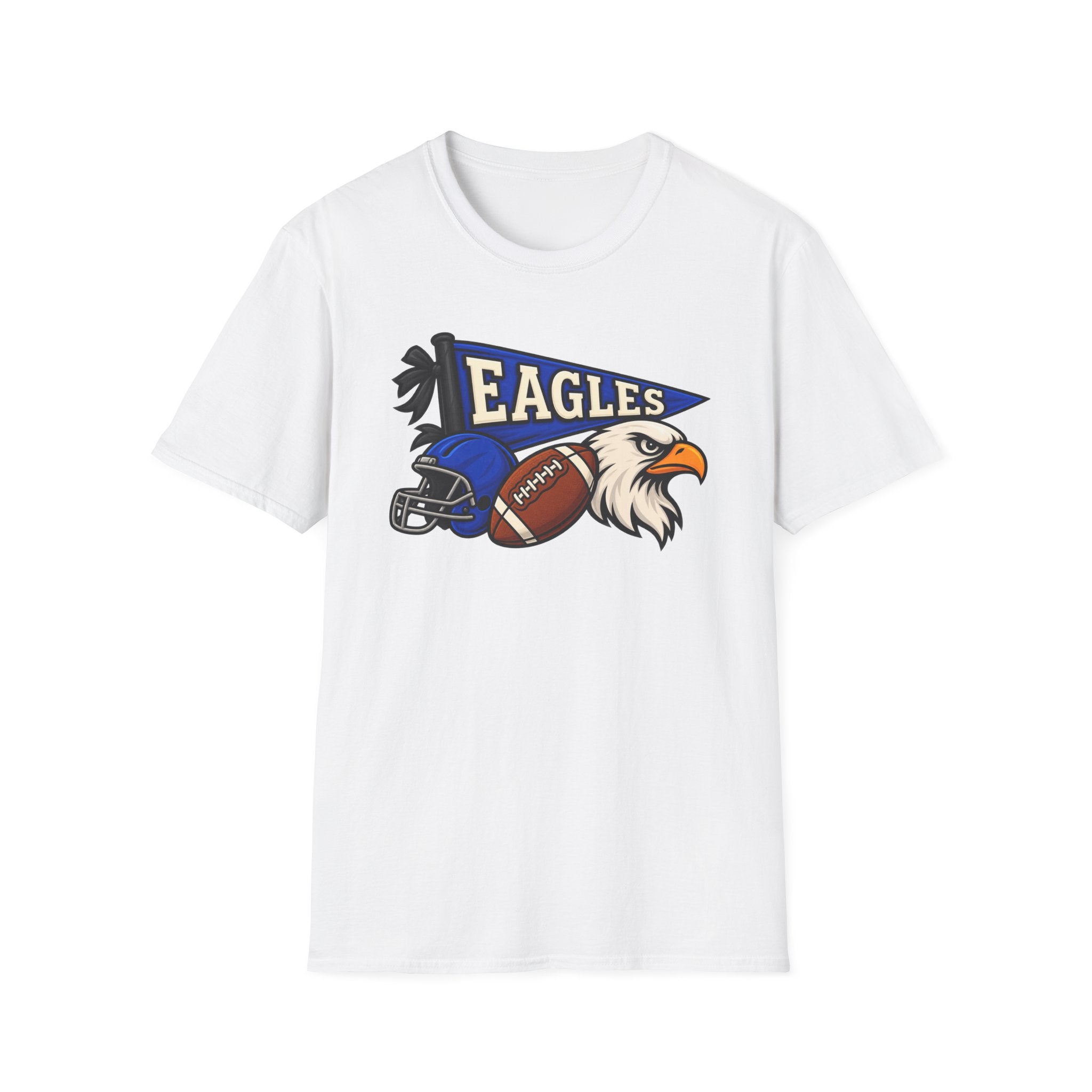 Eagles Football T-Shirt — Helmet, Football & Eagle Pennant Design