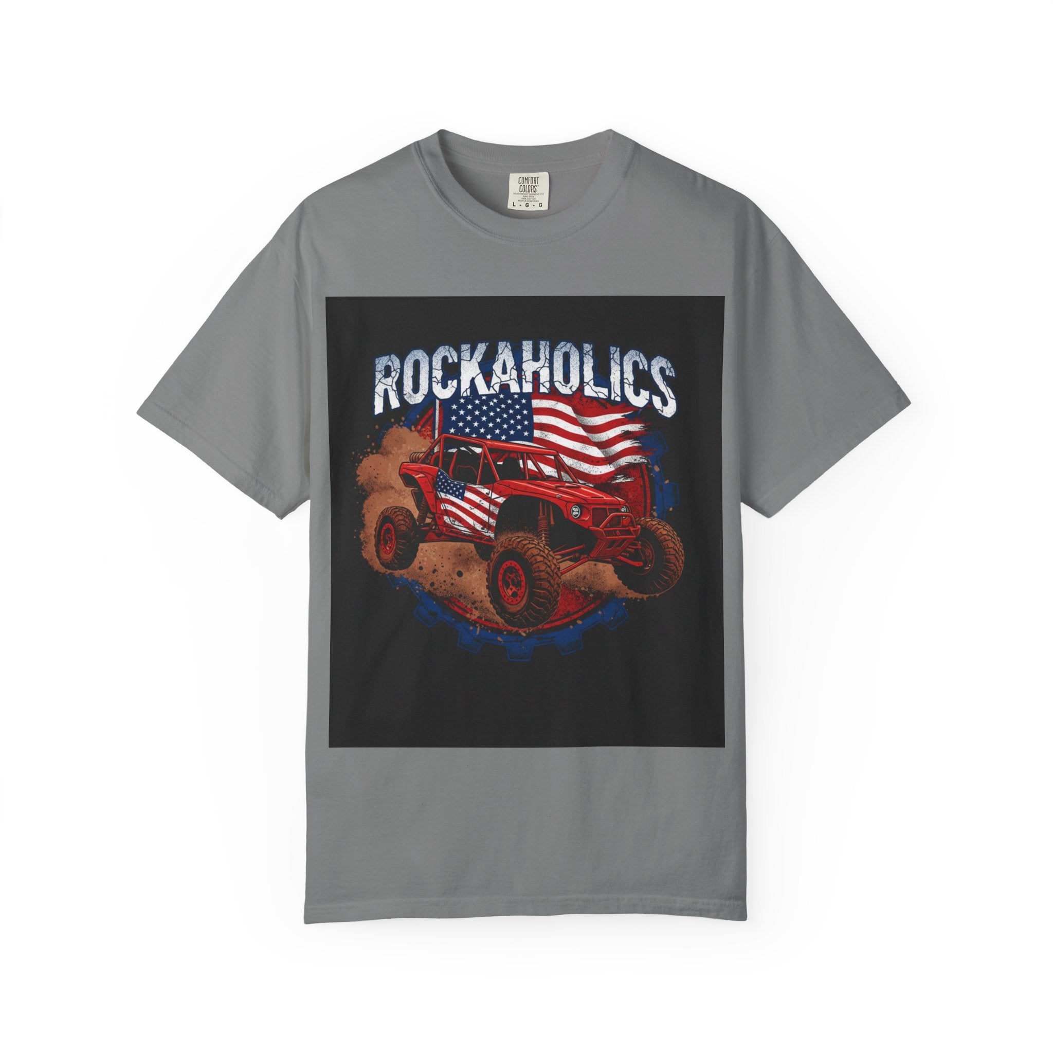 Rockaholics Off-Road Truck T-Shirt — American Flag Mudder Tee