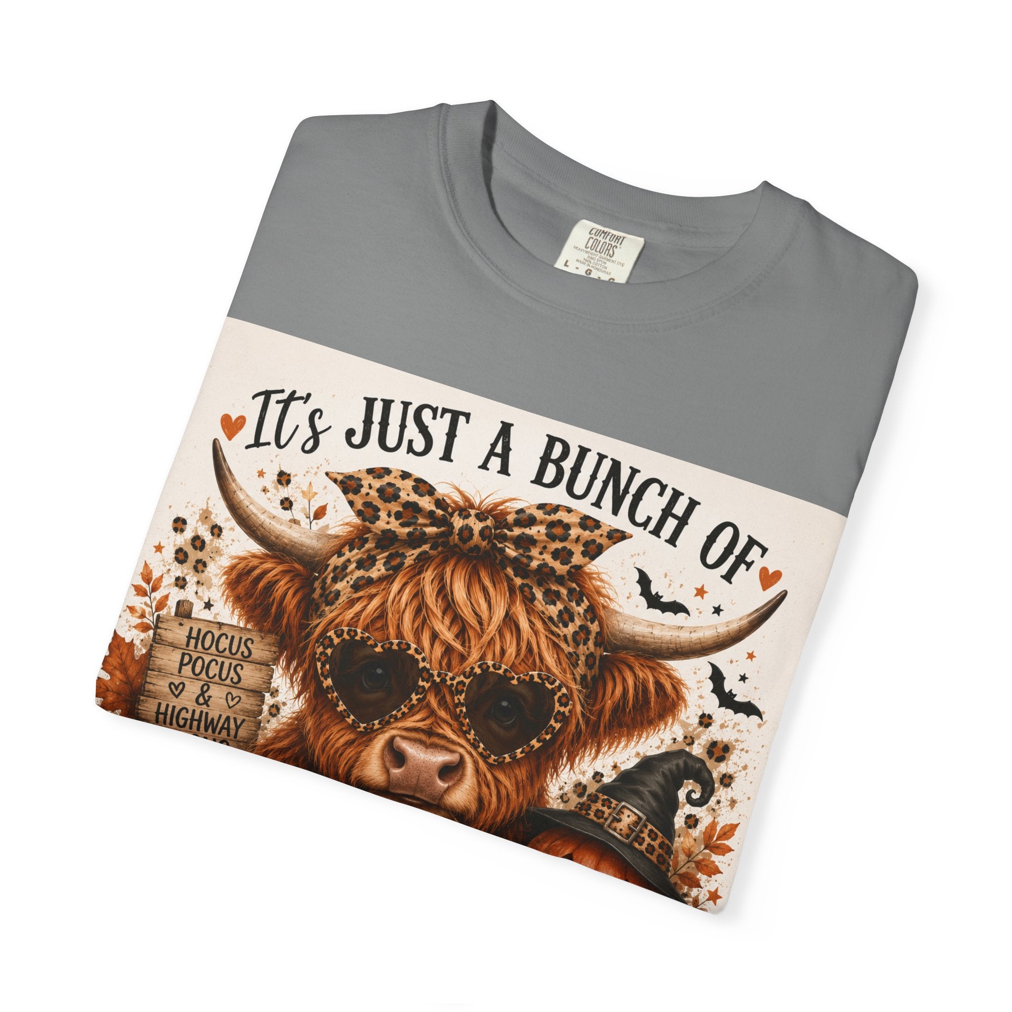 Spooky Season Highland Cow T-Shirt — "It's Just a Bunch of Spooky Season" Halloween Tee