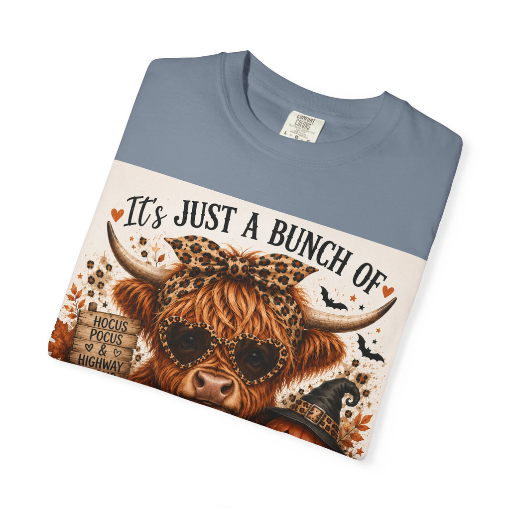 Spooky Season Highland Cow T-Shirt — "It's Just a Bunch of Spooky Season" Halloween Tee