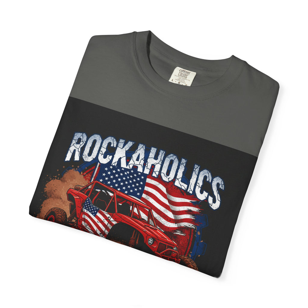 Rockaholics Off-Road Truck T-Shirt — American Flag Mudder Tee