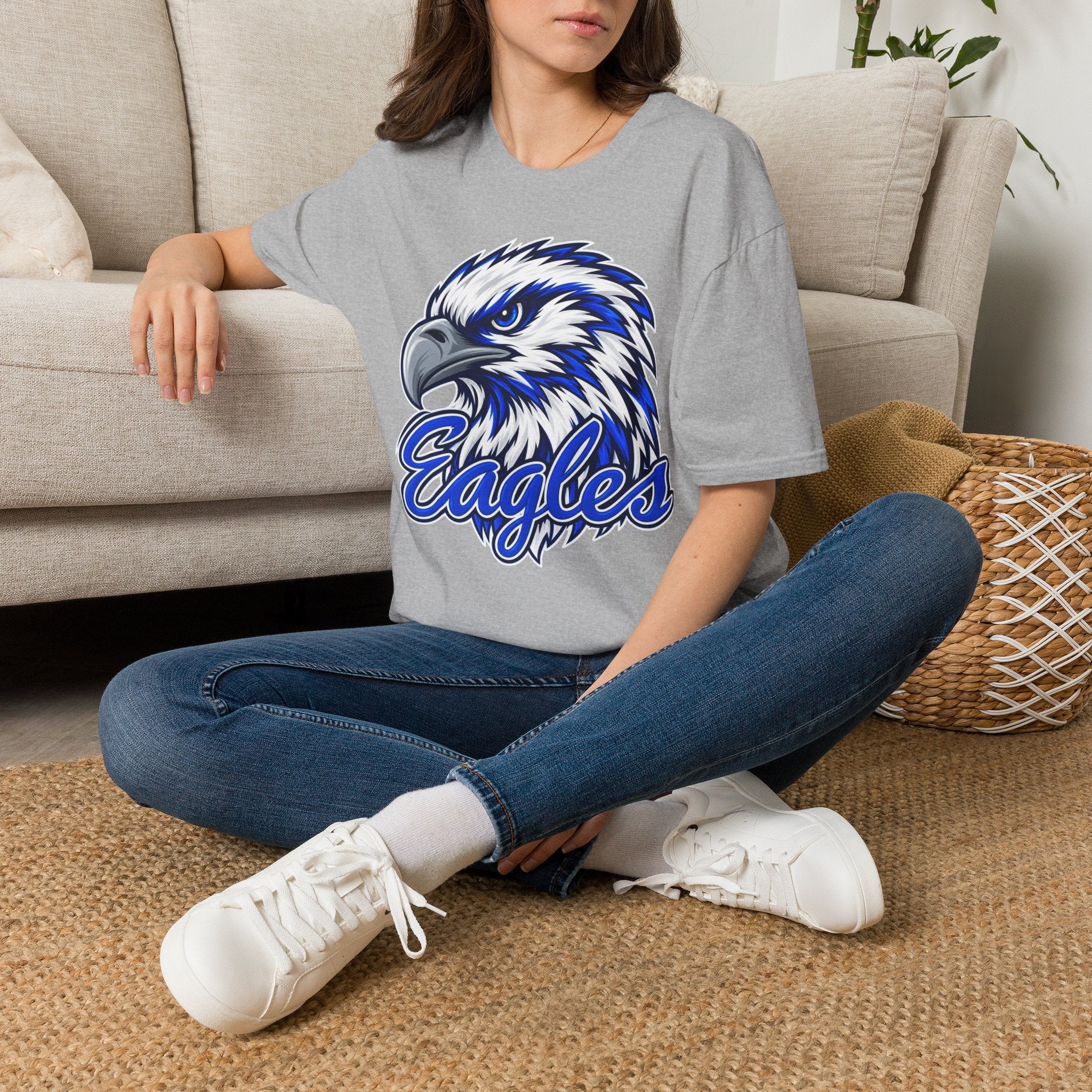 Eagles Graphic T-Shirt — Fierce Blue Eagle Head School Spirit Tee