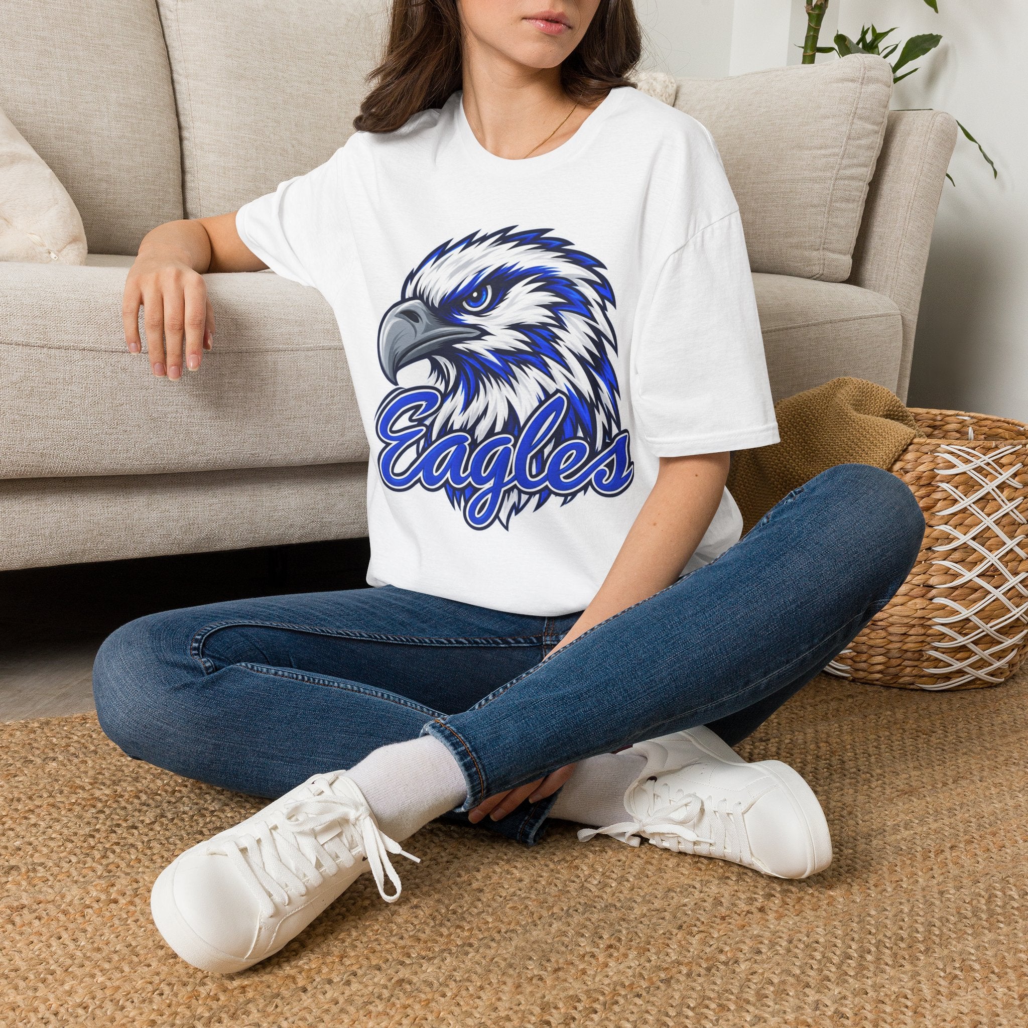 Eagles Graphic T-Shirt — Fierce Blue Eagle Head School Spirit Tee
